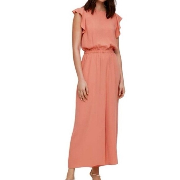 Aritzia Wilfred Fleurette‎ Ruffle Sleeve Jumpsuit Cropped Wide Leg size M - Picture 1 of 12